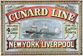 Beschrijving: Cunard Line New York Liverpool 1875